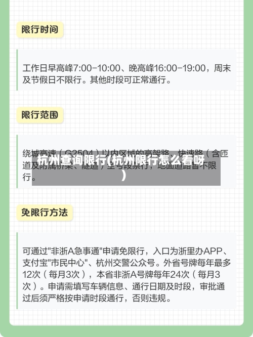杭州查询限行(杭州限行怎么看呀)