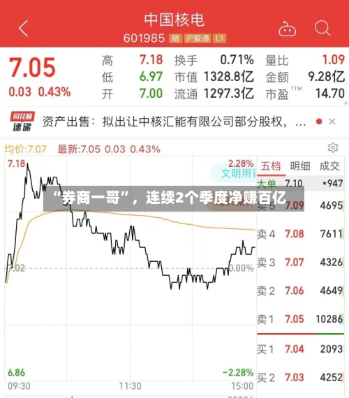 “券商一哥”，连续2个季度净赚百亿