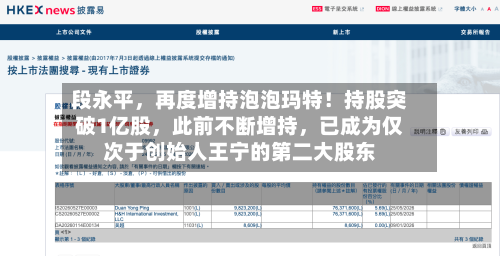 段永平，再度增持泡泡玛特！持股突破1亿股，此前不断增持	，已成为仅次于创始人王宁的第二大股东-第2张图片