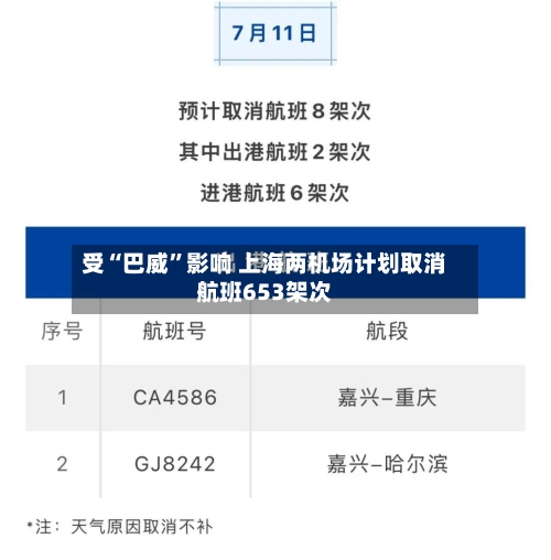受“巴威	”影响 上海两机场计划取消航班653架次-第3张图片
