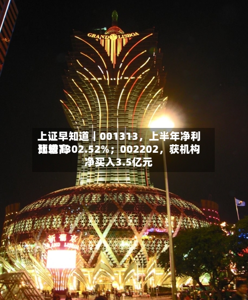上证早知道｜001313	，上半年净利比较高预增1302.52%；002202，获机构净买入3.5亿元-第2张图片