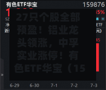 27只个股全部预盈！铝业龙头领涨，中孚实业涨停！有色ETF华宝（159876）强势拉升4.34%，近10日狂揽2.2亿元