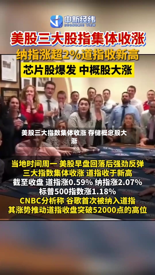 美股三大指数集体收涨 存储概念股大涨