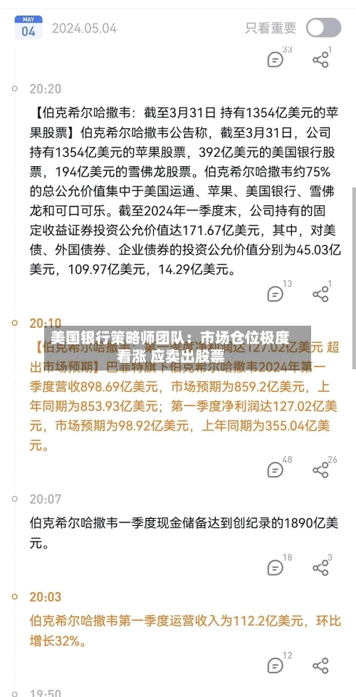 美国银行策略师团队:市场仓位极度看涨 应卖出股票-第3张图片