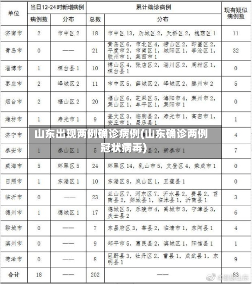 山东出现两例确诊病例(山东确诊两例冠状病毒)
