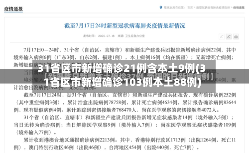 31省区市新增确诊21例含本土9例(31省区市新增确诊103例本土88例)-第2张图片