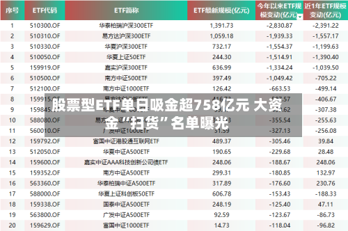 股票型ETF单日吸金超758亿元 大资金“扫货”名单曝光