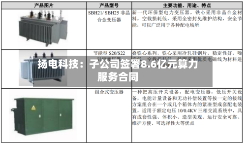 扬电科技：子公司签署8.6亿元算力服务合同