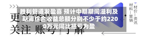 胜利管道发盈喜 预计中期期间溢利及期间综合收益总额分别不少于约2200万元同比扭亏为盈-第3张图片