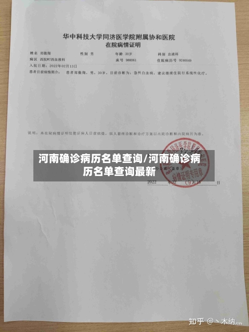 河南确诊病历名单查询/河南确诊病历名单查询最新