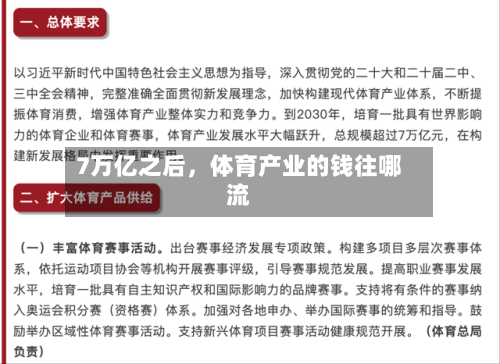 7万亿之后，体育产业的钱往哪流
