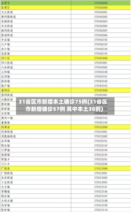31省区市新增本土确诊75例(31省区市新增确诊57例 其中本土38例)
