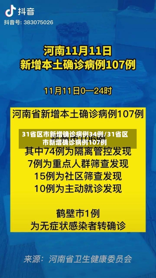 31省区市新增确诊病例34例/31省区市新增确诊病例107例
