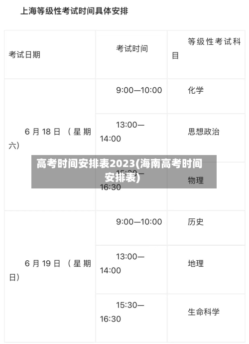 高考时间安排表2023(海南高考时间安排表)
