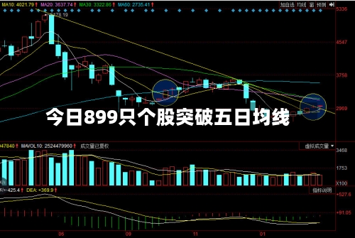 今日899只个股突破五日均线