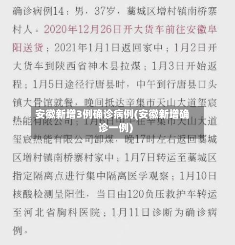 安徽新增3例确诊病例(安徽新增确诊一例)